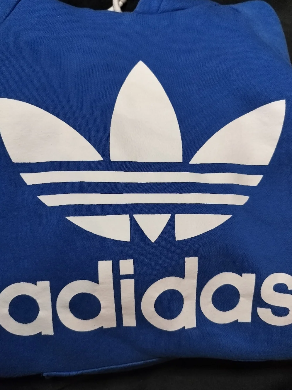 Classic adidas Vibrant Blue Crewneck Trefoil Logo Pullover Hoodie - Small